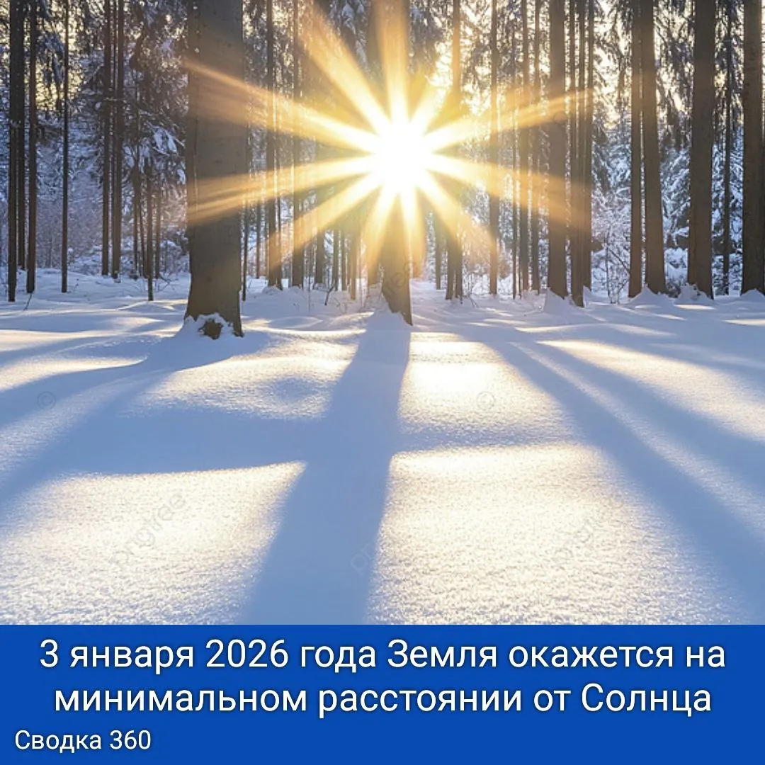 3 января 2026 года Земля окажется на минимальном расстоянии от Солнца — это событие называется перигелием. В этот день солнечный диск будет выглядеть крупнее, чем в июле, когда Земля находится на максимальном расстоянии от светила.