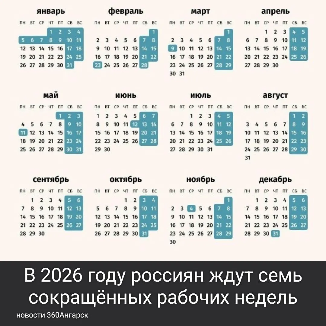 В 2026 году россиян ждут семь сокращённых рабочих недель!