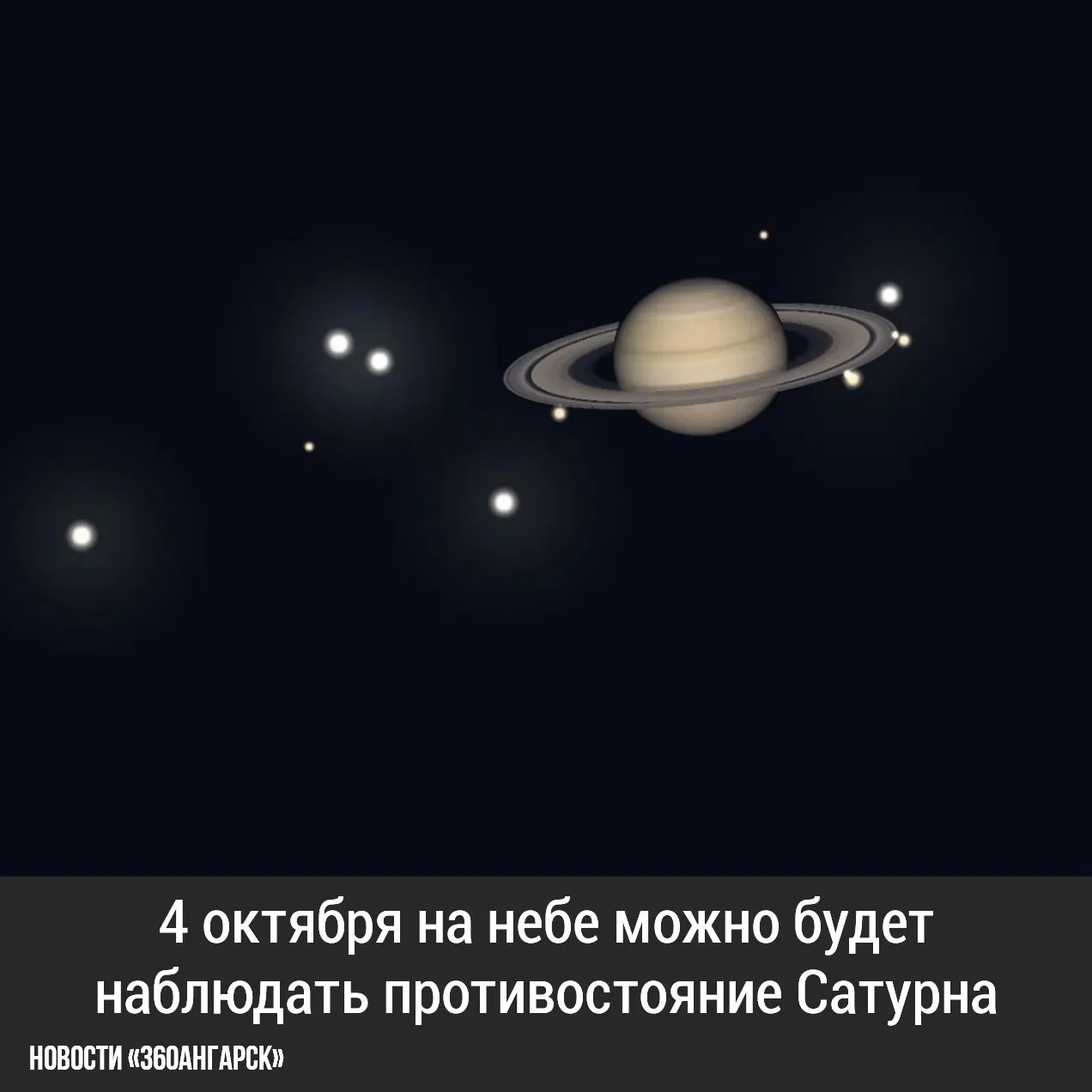 4 октября на небе можно будет наблюдать противостояние Сатурна. В этот день Сатурн окажется на противоположной от Солнца стороне неба, а Земля — между ними. В такое время планета подходит к Земле ближе, чем обычно, и хорошо видна для наблюдений.